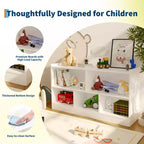Kids Wooden Bookshelf 5-Section 2-Tier, Open Shelving Toy Storage Organizer Bookcase for Playroom, Nursery, Classroom & Kindergarten
