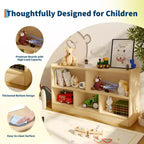 Kids Wooden Bookshelf 5-Section 2-Tier, Open Shelving Toy Storage Organizer Bookcase for Playroom, Nursery, Classroom & Kindergarten