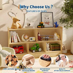 Kids Wooden Bookshelf 5-Section 2-Tier, Open Shelving Toy Storage Organizer Bookcase for Playroom, Nursery, Classroom & Kindergarten