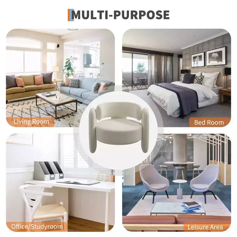 Oversized Modern Chenille Barrel Accent Chair,Mid-Century Lounge Armchair with Open Back,Soft&Cozy Upholstered Comfort for Living Room,Bedroom,Office