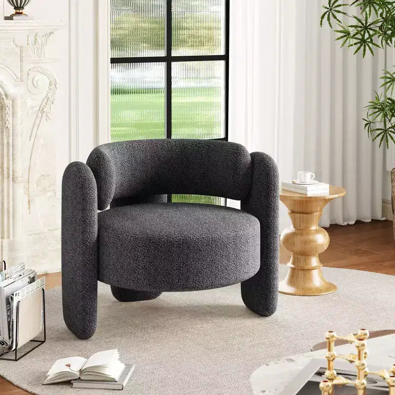 Oversized Modern Chenille Barrel Accent Chair,Mid-Century Lounge Armchair with Open Back,Soft&Cozy Upholstered Comfort for Living Room,Bedroom,Office
