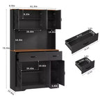 71 Farmhouse Pantry Cabinet with Charging Station, 4-Door 2-Drawer