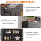 71 Farmhouse Pantry Cabinet with Charging Station, 4-Door 2-Drawer