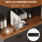 71 Farmhouse Pantry Cabinet with Charging Station, 4-Door 2-Drawer