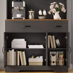 71 Farmhouse Pantry Cabinet with Charging Station, 4-Door 2-Drawer