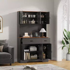 71 Farmhouse Pantry Cabinet with Charging Station, 4-Door 2-Drawer