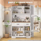 71 Farmhouse Pantry Cabinet with Charging Station, 4-Door 2-Drawer