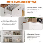 71 Farmhouse Pantry Cabinet with Charging Station, 4-Door 2-Drawer
