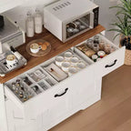 71 Farmhouse Pantry Cabinet with Charging Station, 4-Door 2-Drawer