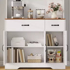 71 Farmhouse Pantry Cabinet with Charging Station, 4-Door 2-Drawer