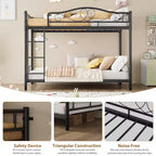Bunk Bed Twin Over Twin with Ladder & Full Safety Guardrail, Heavy Duty Metal Twin Over Twin Bunk Bed , Noise Free,No Box Spring Needed, Easy Assembly