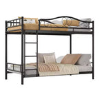 Bunk Bed Twin Over Twin with Ladder & Full Safety Guardrail, Heavy Duty Metal Twin Over Twin Bunk Bed , Noise Free,No Box Spring Needed, Easy Assembly