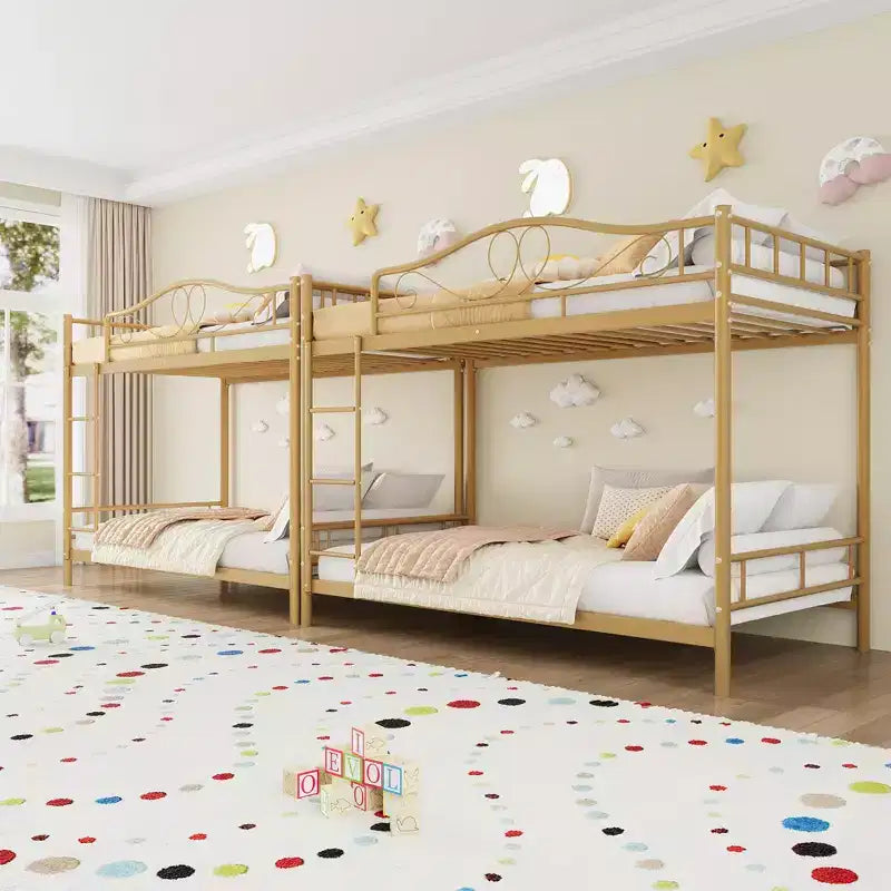 Bunk Bed Twin Over Twin with Ladder & Full Safety Guardrail, Heavy Duty Metal Twin Over Twin Bunk Bed , Noise Free,No Box Spring Needed, Easy Assembly