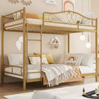 Bunk Bed Twin Over Twin with Ladder & Full Safety Guardrail, Heavy Duty Metal Twin Over Twin Bunk Bed , Noise Free,No Box Spring Needed, Easy Assembly