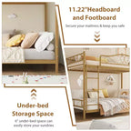 Bunk Bed Twin Over Twin with Ladder & Full Safety Guardrail, Heavy Duty Metal Twin Over Twin Bunk Bed , Noise Free,No Box Spring Needed, Easy Assembly