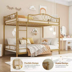 Bunk Bed Twin Over Twin with Ladder & Full Safety Guardrail, Heavy Duty Metal Twin Over Twin Bunk Bed , Noise Free,No Box Spring Needed, Easy Assembly