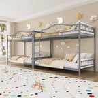 Bunk Bed Twin Over Twin with Ladder & Full Safety Guardrail, Heavy Duty Metal Twin Over Twin Bunk Bed , Noise Free,No Box Spring Needed, Easy Assembly