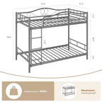Bunk Bed Twin Over Twin with Ladder & Full Safety Guardrail, Heavy Duty Metal Twin Over Twin Bunk Bed , Noise Free,No Box Spring Needed, Easy Assembly
