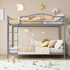 Bunk Bed Twin Over Twin with Ladder & Full Safety Guardrail, Heavy Duty Metal Twin Over Twin Bunk Bed , Noise Free,No Box Spring Needed, Easy Assembly
