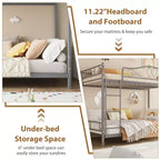 Bunk Bed Twin Over Twin with Ladder & Full Safety Guardrail, Heavy Duty Metal Twin Over Twin Bunk Bed , Noise Free,No Box Spring Needed, Easy Assembly