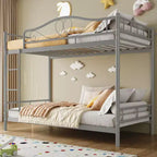 Bunk Bed Twin Over Twin with Ladder & Full Safety Guardrail, Heavy Duty Metal Twin Over Twin Bunk Bed , Noise Free,No Box Spring Needed, Easy Assembly