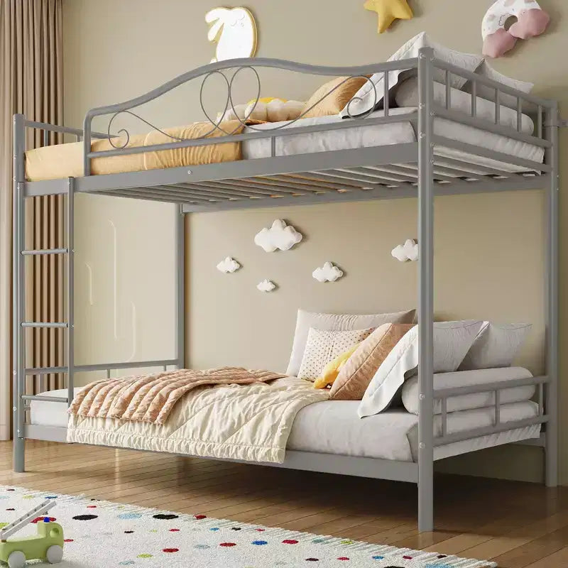 Bunk Bed Twin Over Twin with Ladder & Full Safety Guardrail, Heavy Duty Metal Twin Over Twin Bunk Bed , Noise Free,No Box Spring Needed, Easy Assembly