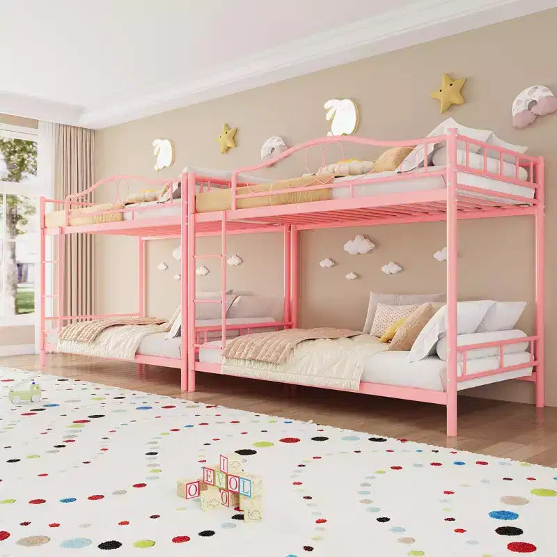 Bunk Bed Twin Over Twin with Ladder & Full Safety Guardrail, Heavy Duty Metal Twin Over Twin Bunk Bed , Noise Free,No Box Spring Needed, Easy Assembly