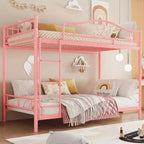 Bunk Bed Twin Over Twin with Ladder & Full Safety Guardrail, Heavy Duty Metal Twin Over Twin Bunk Bed , Noise Free,No Box Spring Needed, Easy Assembly