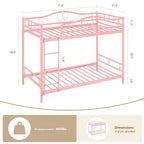 Bunk Bed Twin Over Twin with Ladder & Full Safety Guardrail, Heavy Duty Metal Twin Over Twin Bunk Bed , Noise Free,No Box Spring Needed, Easy Assembly
