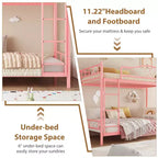 Bunk Bed Twin Over Twin with Ladder & Full Safety Guardrail, Heavy Duty Metal Twin Over Twin Bunk Bed , Noise Free,No Box Spring Needed, Easy Assembly