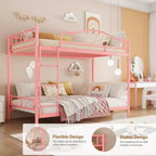 Bunk Bed Twin Over Twin with Ladder & Full Safety Guardrail, Heavy Duty Metal Twin Over Twin Bunk Bed , Noise Free,No Box Spring Needed, Easy Assembly