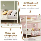 Bunk Bed Twin Over Twin with Ladder & Full Safety Guardrail, Heavy Duty Metal Twin Over Twin Bunk Bed , Noise Free,No Box Spring Needed, Easy Assembly