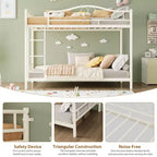 Bunk Bed Twin Over Twin with Ladder & Full Safety Guardrail, Heavy Duty Metal Twin Over Twin Bunk Bed , Noise Free,No Box Spring Needed, Easy Assembly