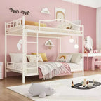 Bunk Bed Twin Over Twin with Ladder & Full Safety Guardrail, Heavy Duty Metal Twin Over Twin Bunk Bed , Noise Free,No Box Spring Needed, Easy Assembly