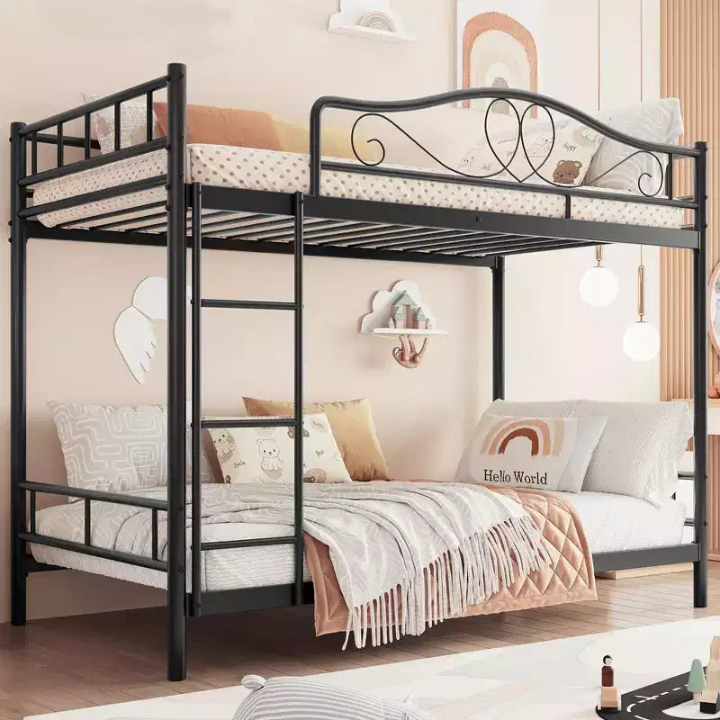 Bunk Bed Twin Over Twin with Ladder & Full Safety Guardrail, Heavy Duty Metal Twin Over Twin Bunk Bed , Noise Free,No Box Spring Needed, Easy Assembly