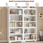 5-Tier Farmhouse Bookshelf, 69 Tall Bookcase with Adjustable Shelves & Anti-Slip Design, Open Storage Rack for Home Office, Living Room
