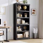 5-Tier Farmhouse Bookshelf, 69 Tall Bookcase with Adjustable Shelves & Anti-Slip Design, Open Storage Rack for Home Office, Living Room