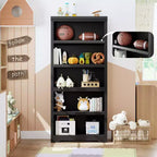 5-Tier Farmhouse Bookshelf, 69 Tall Bookcase with Adjustable Shelves & Anti-Slip Design, Open Storage Rack for Home Office, Living Room