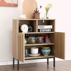 Buffet Cabinet with Storage, Sideboard Cabinet with 2 Fluted Doors, Wood Coffee Bar Table for Entryway, Hallway, Kitchen, Dining Room, Living Room