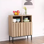 Buffet Cabinet with Storage, Sideboard Cabinet with 2 Fluted Doors, Wood Coffee Bar Table for Entryway, Hallway, Kitchen, Dining Room, Living Room