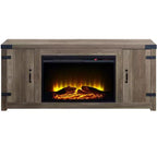 Rustic Oak Finish Fireplace with 2 Storage Drawers