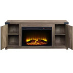 Rustic Oak Finish Fireplace with 2 Storage Drawers