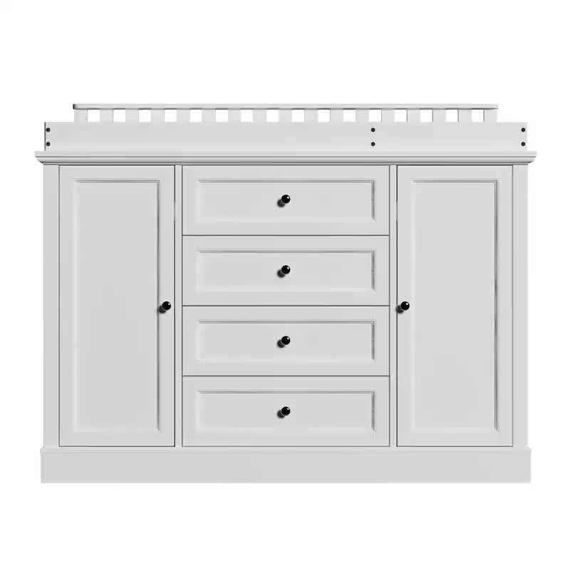White Changing Table Dresser Spacious Nursery Organizer with Drawers & Cabinets for Diapers, Clothes & Toys