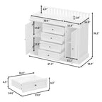 White Changing Table Dresser Spacious Nursery Organizer with Drawers & Cabinets for Diapers, Clothes & Toys
