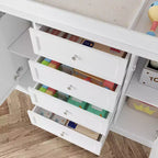 White Changing Table Dresser Spacious Nursery Organizer with Drawers & Cabinets for Diapers, Clothes & Toys