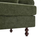 Modern 81.5 3-Seater Wooden Chenille Upholstered Sofa with Throw Pillows