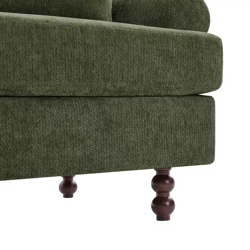 Modern 81.5 3-Seater Wooden Chenille Upholstered Sofa with Throw Pillows