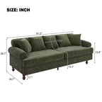 Modern 81.5 3-Seater Wooden Chenille Upholstered Sofa with Throw Pillows