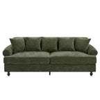 Modern 81.5 3-Seater Wooden Chenille Upholstered Sofa with Throw Pillows