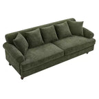 Modern 81.5 3-Seater Wooden Chenille Upholstered Sofa with Throw Pillows
